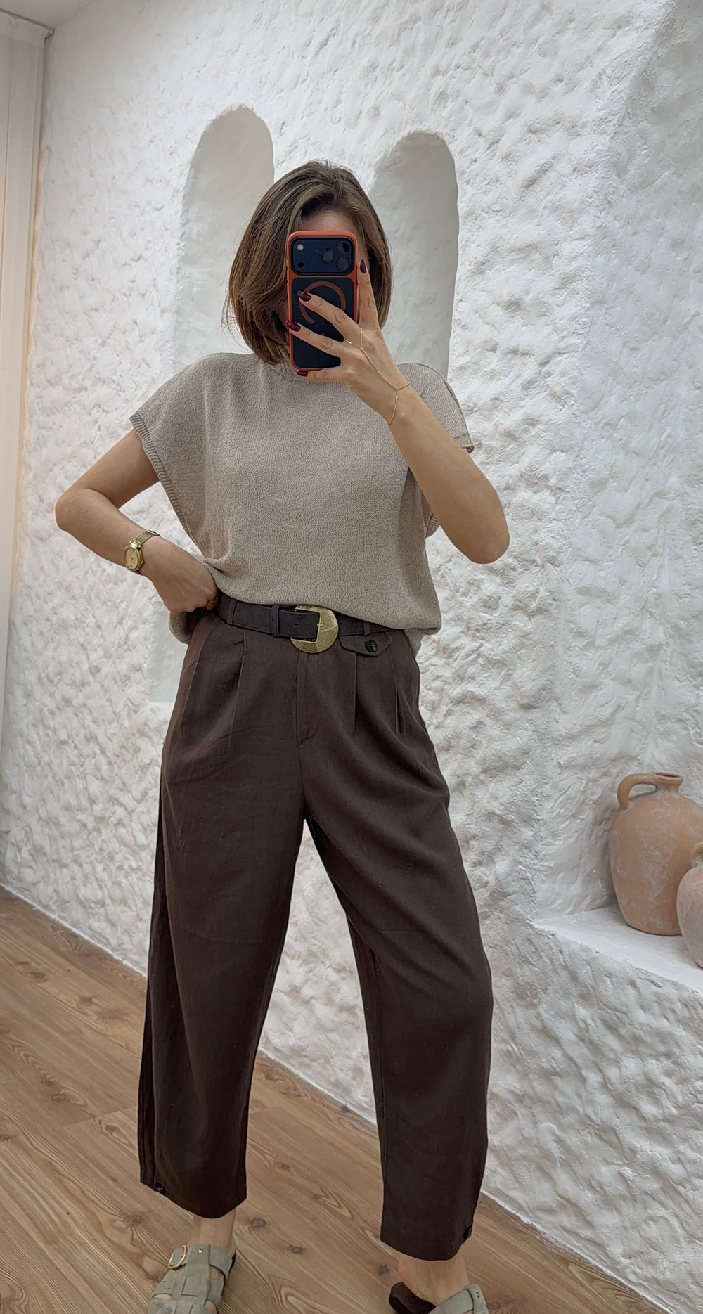 KEMERLİ KETEN PANTOLON