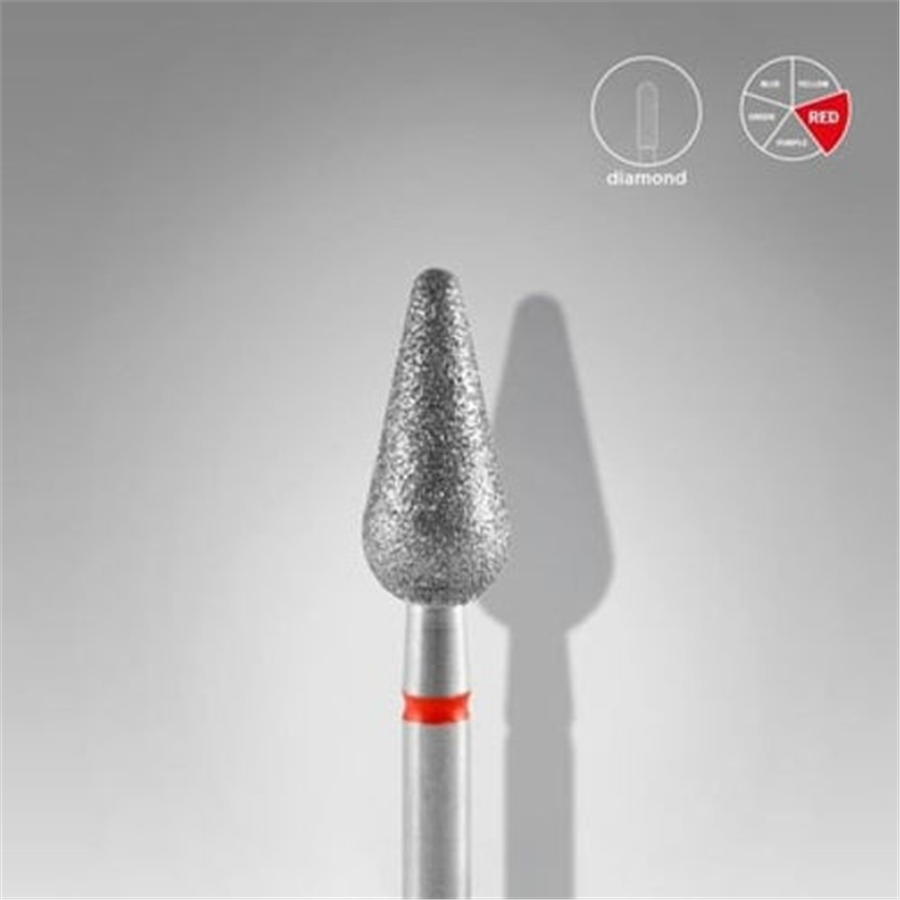 Elmas Armut sivri Freze EXPERT ,Kırmızı, Çap 5 mm, Çalışma Kısmı 12 mm