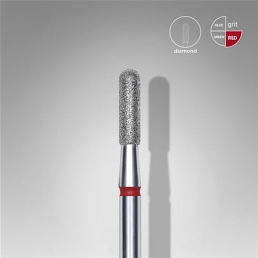 Elmas Yuvarlanmış Silindir Freze, Kırmızı, Çap 2,3 mm, Çalışma Kısmı 8 mm