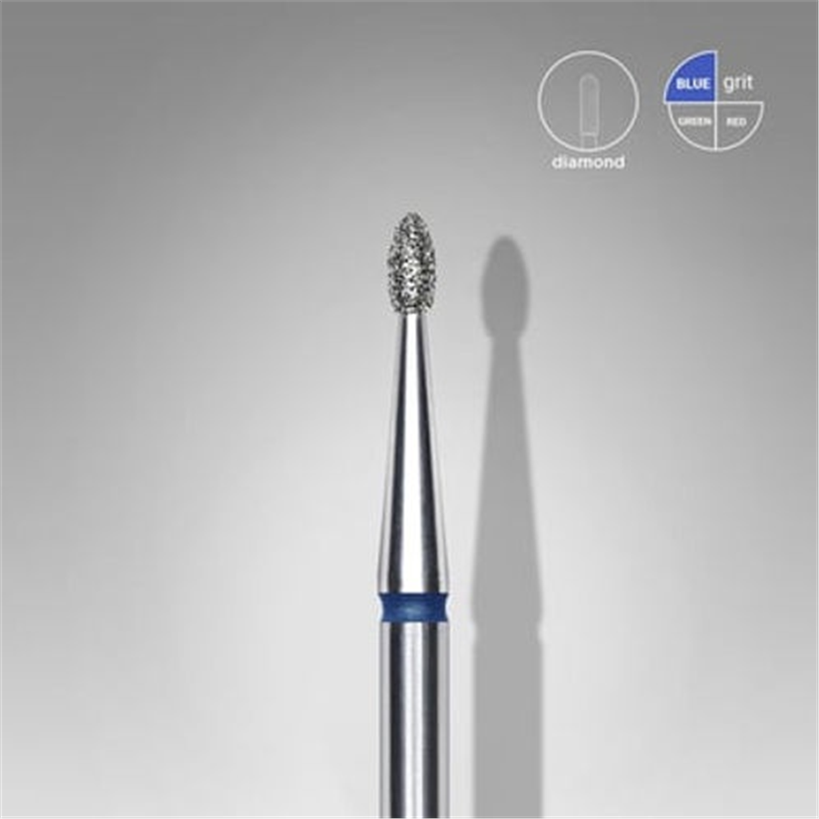 Elmas Yuvarlanmış Tomurcuk Freze, Mavi, Çap 1,6 mm, Çalışma Kısmı 3,4 mm