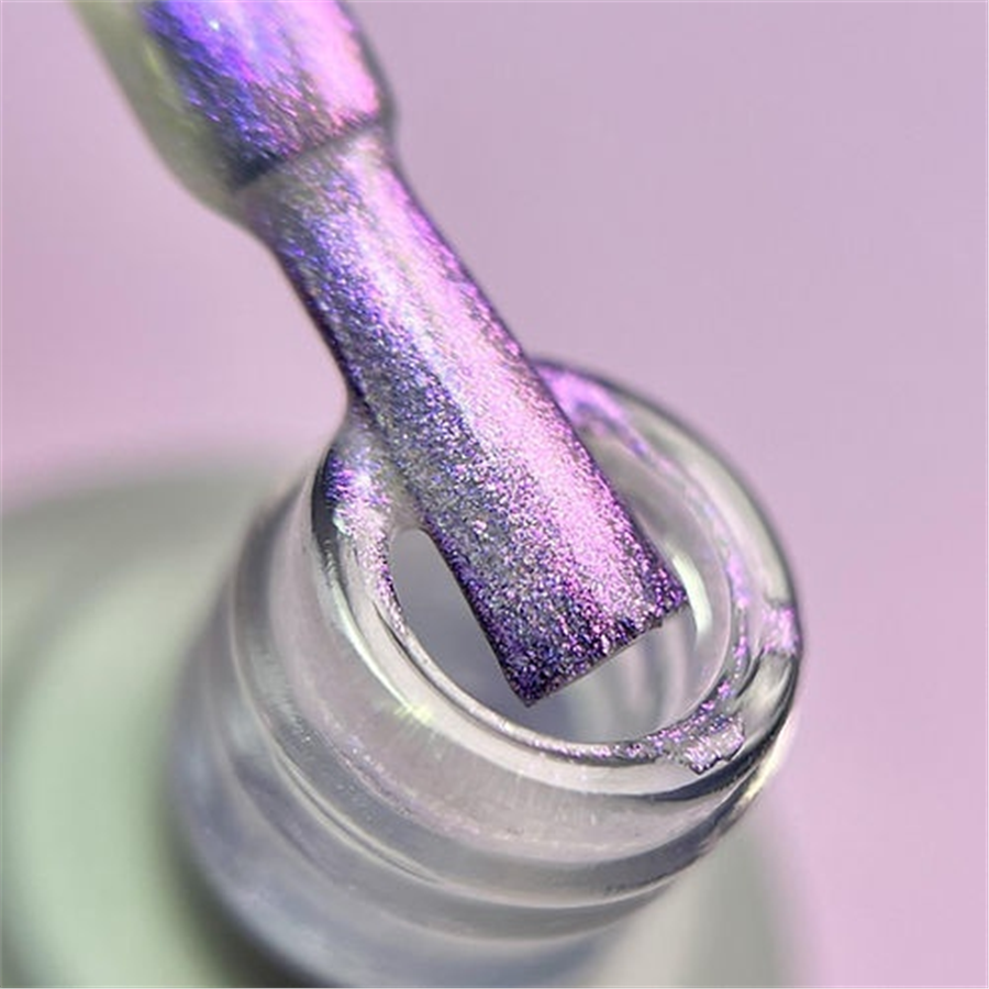 Holografik Kalıcı Oje SL03, Rakı Beyazı Pembe Mor Simli, 10 ml