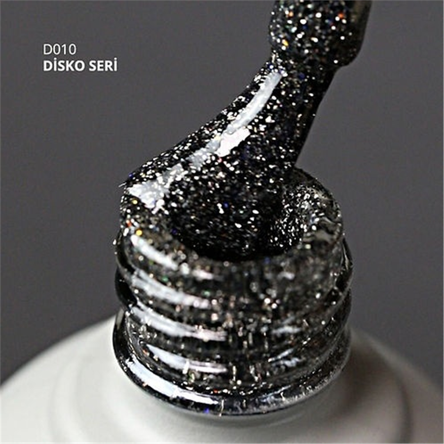 MOMO Disko Kalıcı Oje D010 Siyah 10 ml, Reflective Flash Gel Polish
