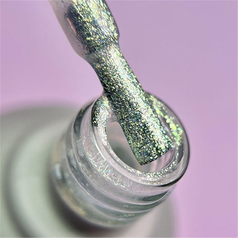 MOMO Holografik Kalıcı Oje SL02, Rakı Beyazı Altın Yeşil Simli, 10 ml