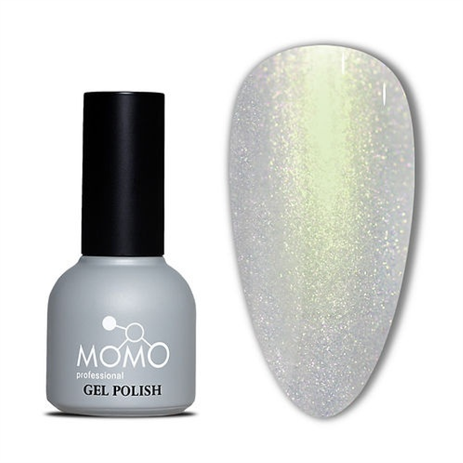 MOMO Holografik Kalıcı Oje SL02, Rakı Beyazı Altın Yeşil Simli, 10 ml