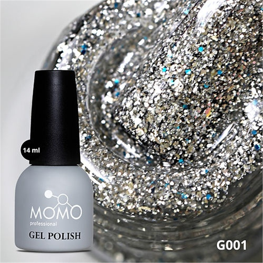 MOMO Kalıcı Oje G001, Yoğun Gümüş Simli, 14 ml