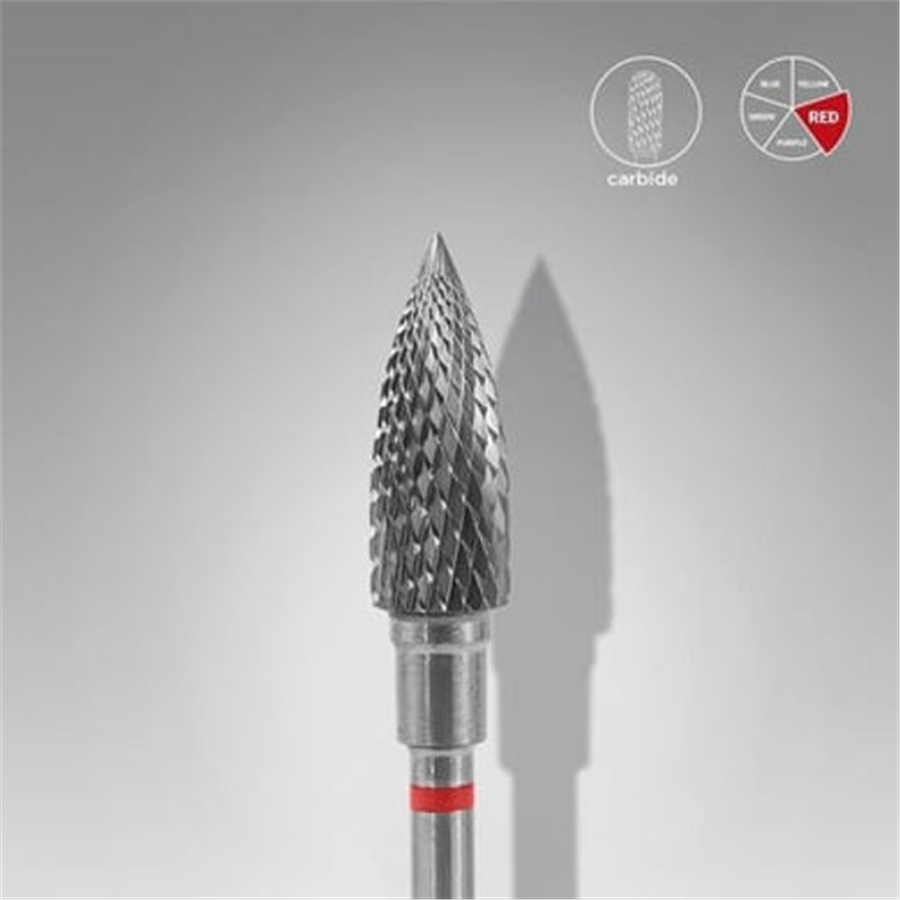 Sert Alaşım Alev Freze, Kırmızı, Çap 5 mm / Çalışma Kısmı 13,5 mm