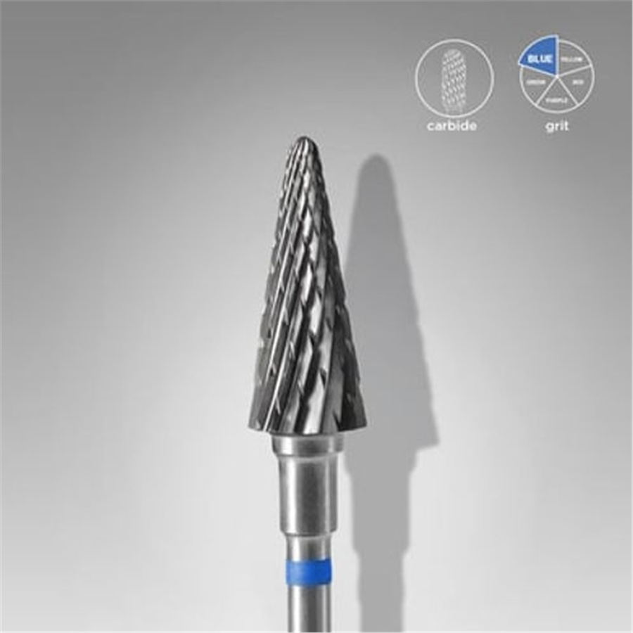 Sert Alaşım Koni Freze, Mavi, Çap 6 mm / Çalışma Kısmı 14 mm