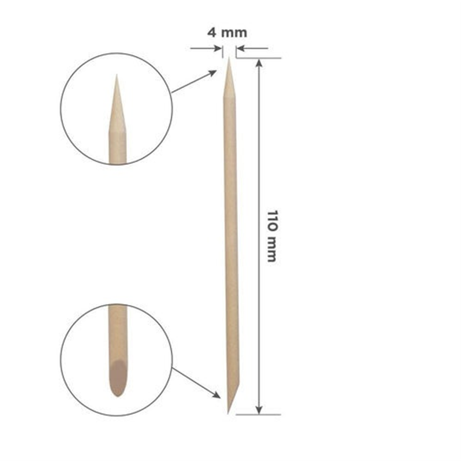 STALEKS PRO Portakal Manikür Çubuğu, Ahşap 110 mm (100 Adet)
