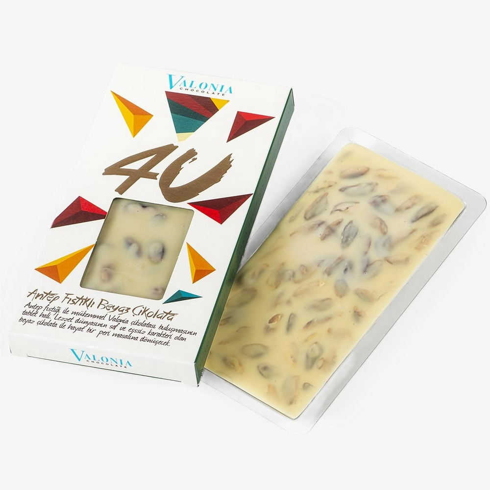 4U Beyaz Antep Fıstıklı Çikolata   100 g