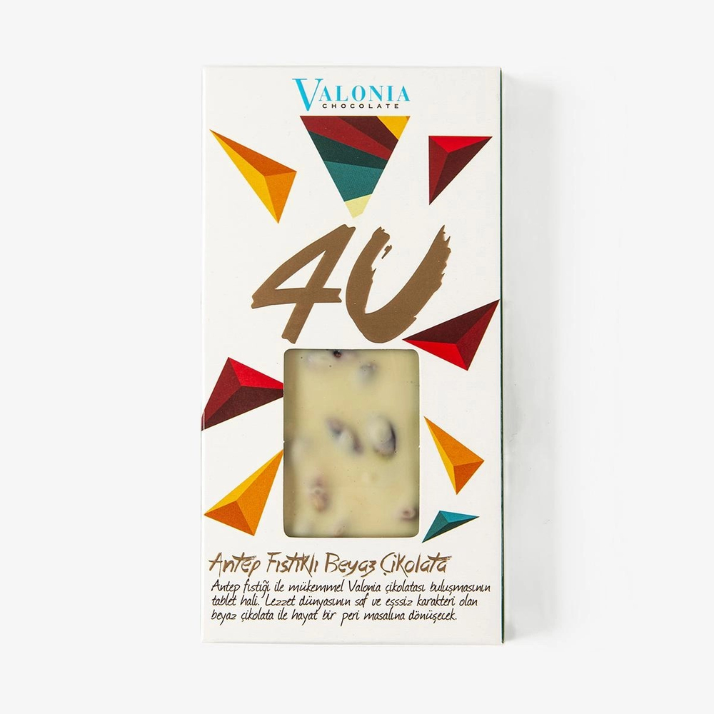 4U Beyaz Antep Fıstıklı Çikolata   100 g