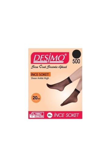 20 Denye Kadın İnce Mat Soket Çorap – 24 Çift - Siyah (500)