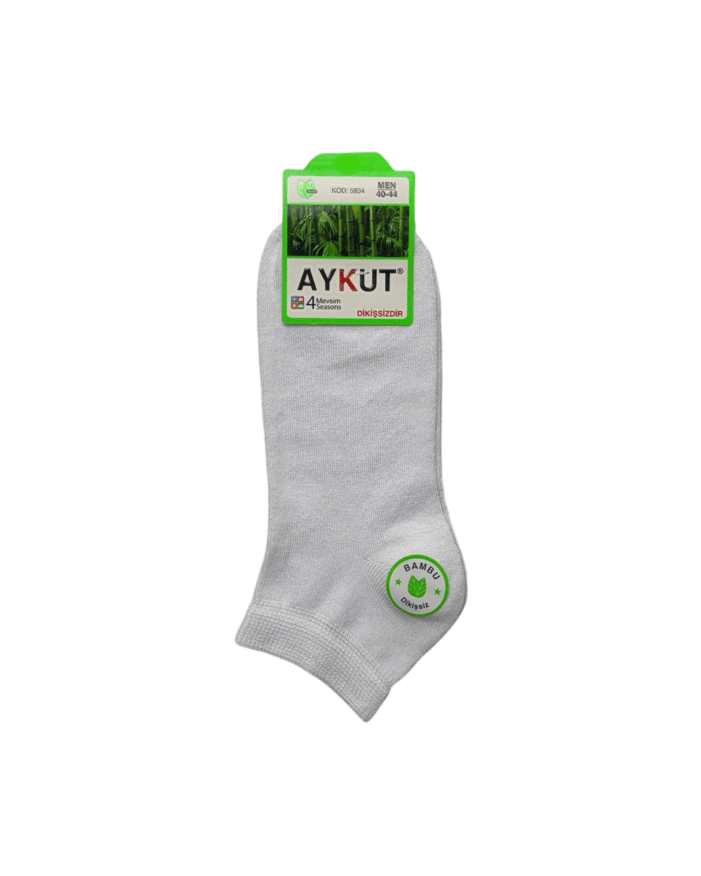 Erkek Bambu Dikişsiz 4 Mevsim Patik Çorap – 12 Çift - BEYAZ