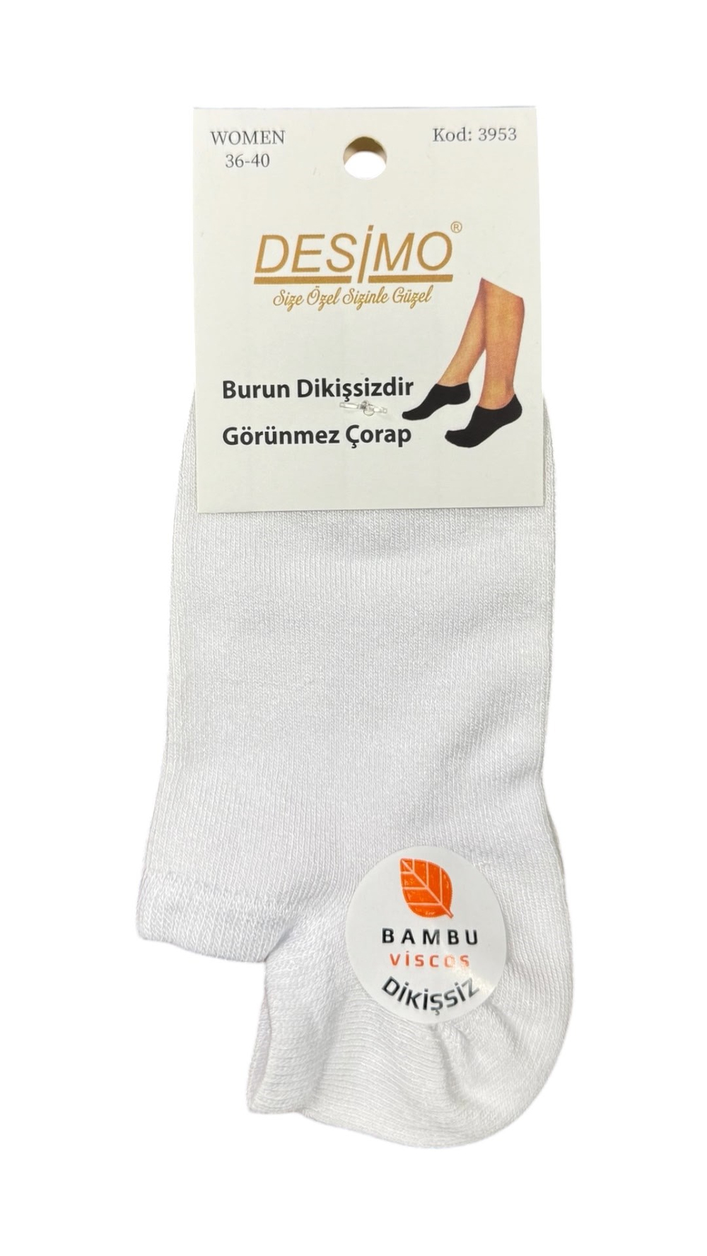 Kadın Bambu Dikişsiz Görünmez Babet ve Sneaker Çorabı – 12 Çift - BEYAZ