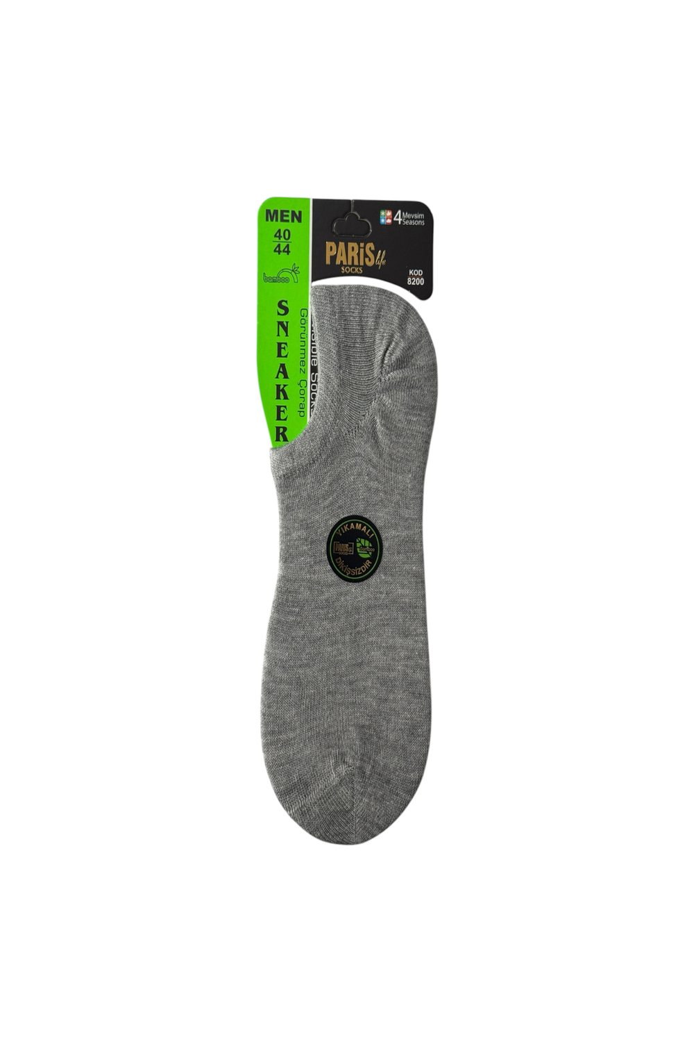 Erkek Bambu Dikişsiz 4 Mevsim Görünmez Sneaker Çorabı – GRİ