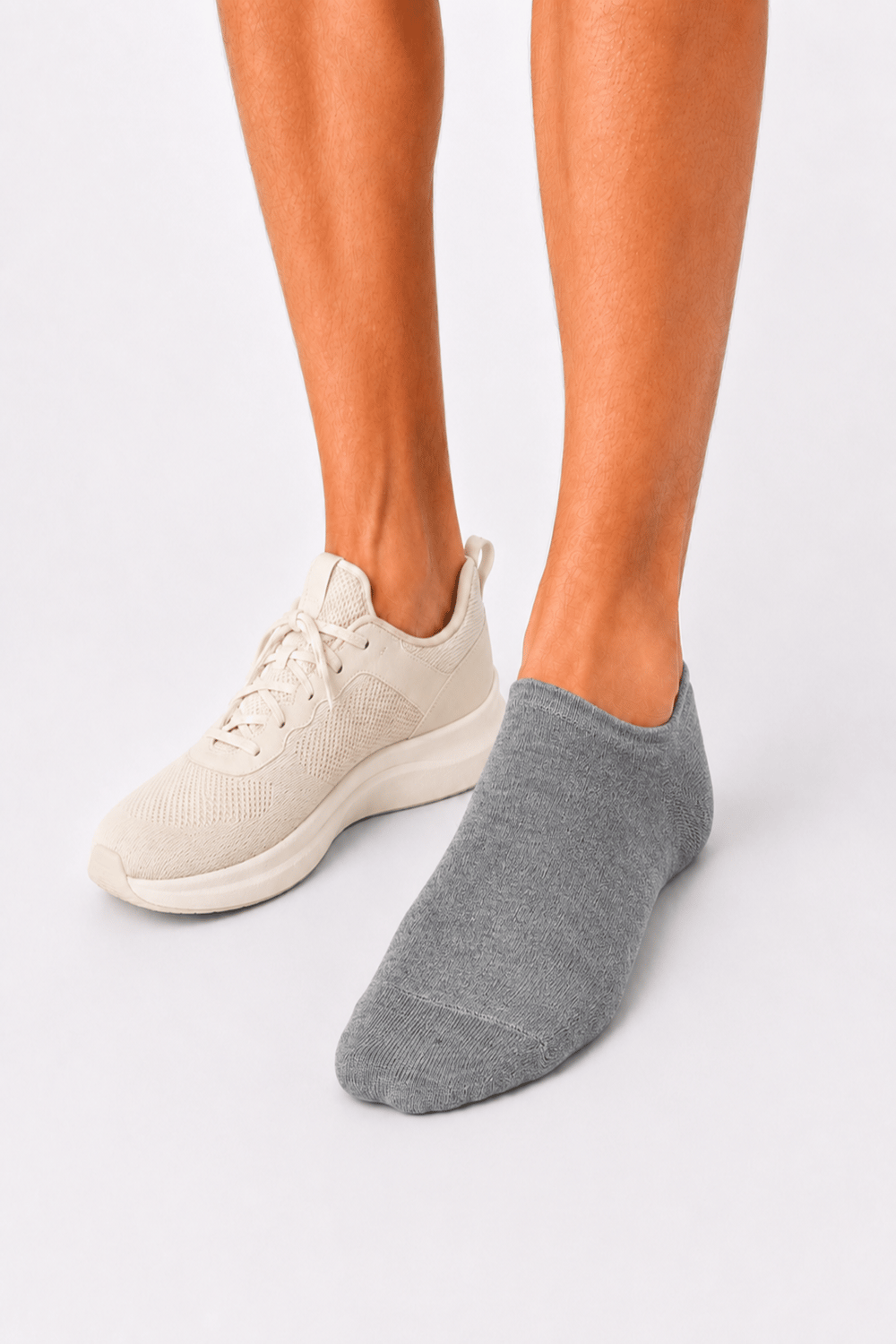 Erkek Bambu Dikişsiz 4 Mevsim Görünmez Sneaker Çorabı – 12 Çift - GRİ