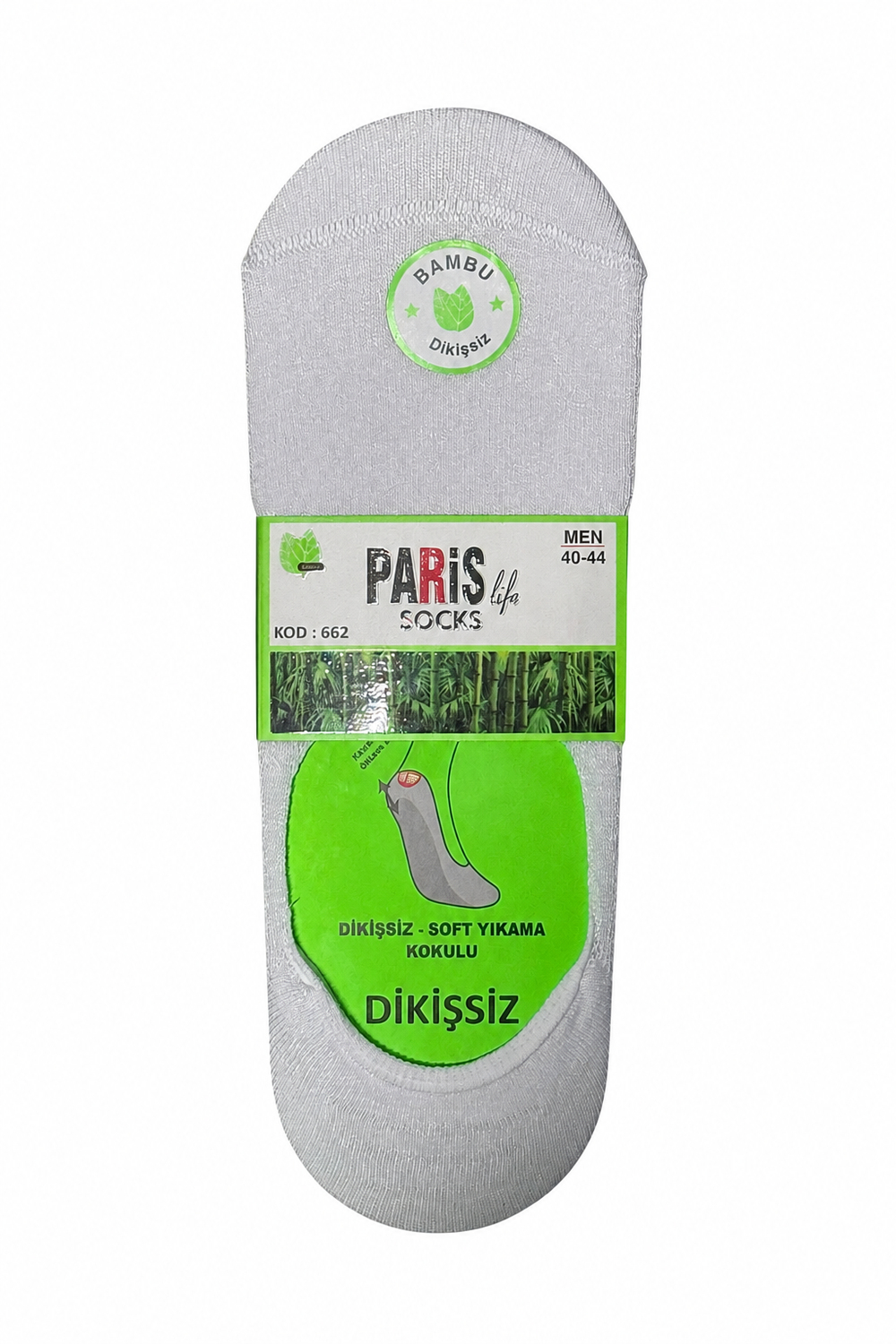 Erkek Bambu Dikişsiz 4 Mevsim Kaymaz Slikonlu Görünmez Babet Çorabı – 12 Çift - BEYAZ