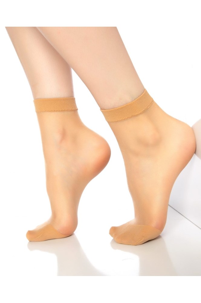 Fit 15 Denye Kadın İnce Parlak Soket Çorap – 12 Çift - Sahra Ten (51)