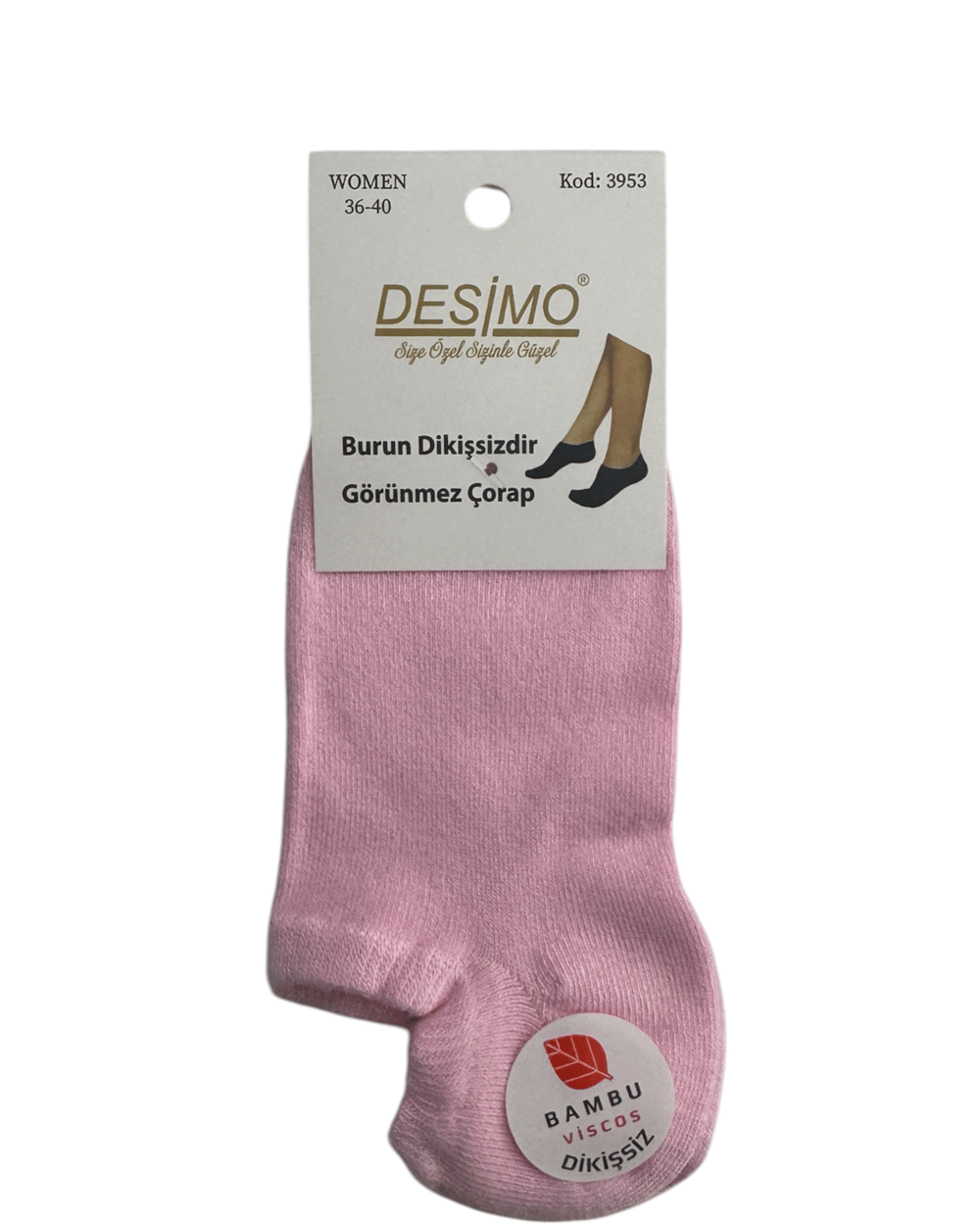 Kadın Bambu Dikişsiz Görünmez Babet ve Sneaker Çorabı – AÇIK PEMBE