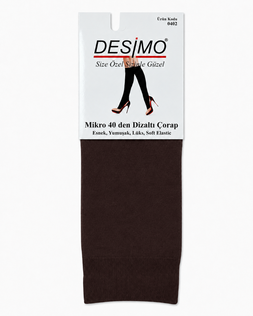 Micro 40 Denye Kadın Mikrofiber Orta Kalın Diz Altı Pantolon Çorabı – Acı Kahve