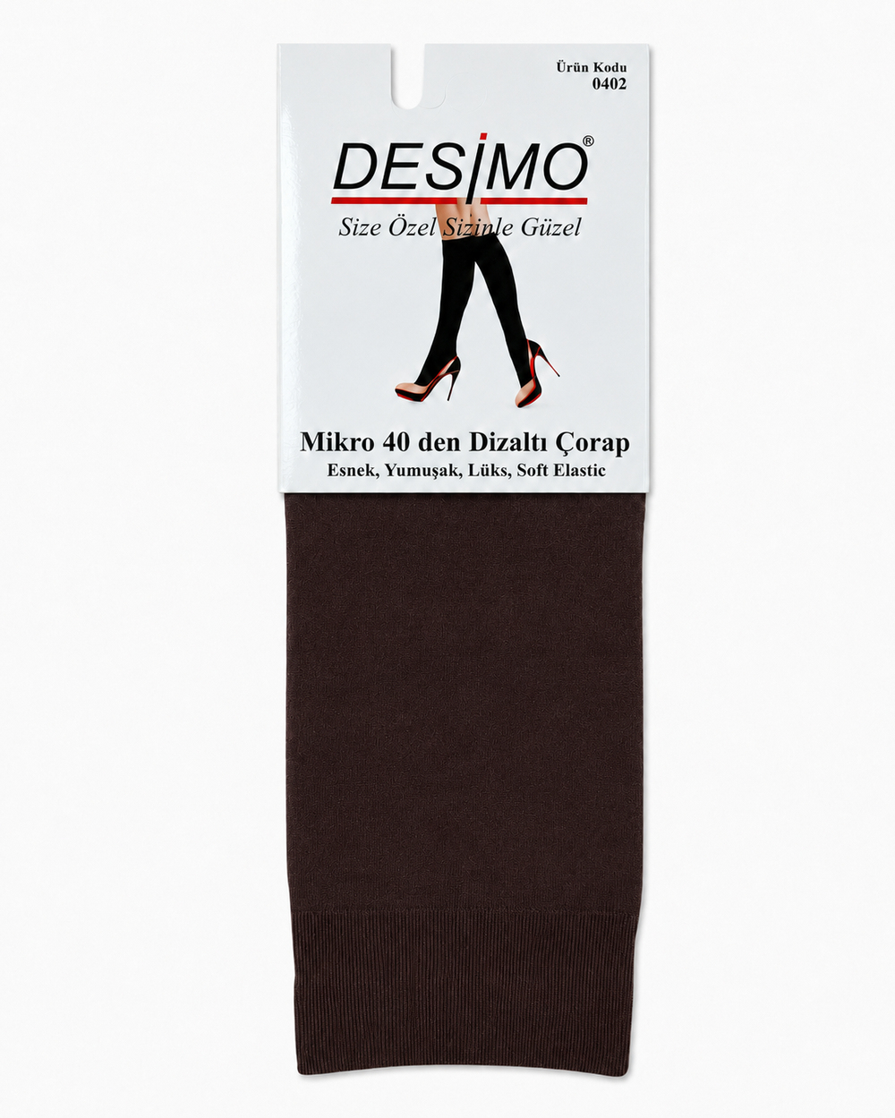 Micro 40 Denye Kadın Mikrofiber Orta Kalın Diz Altı Pantolon Çorabı – 12 Çift - Acı Kahve
