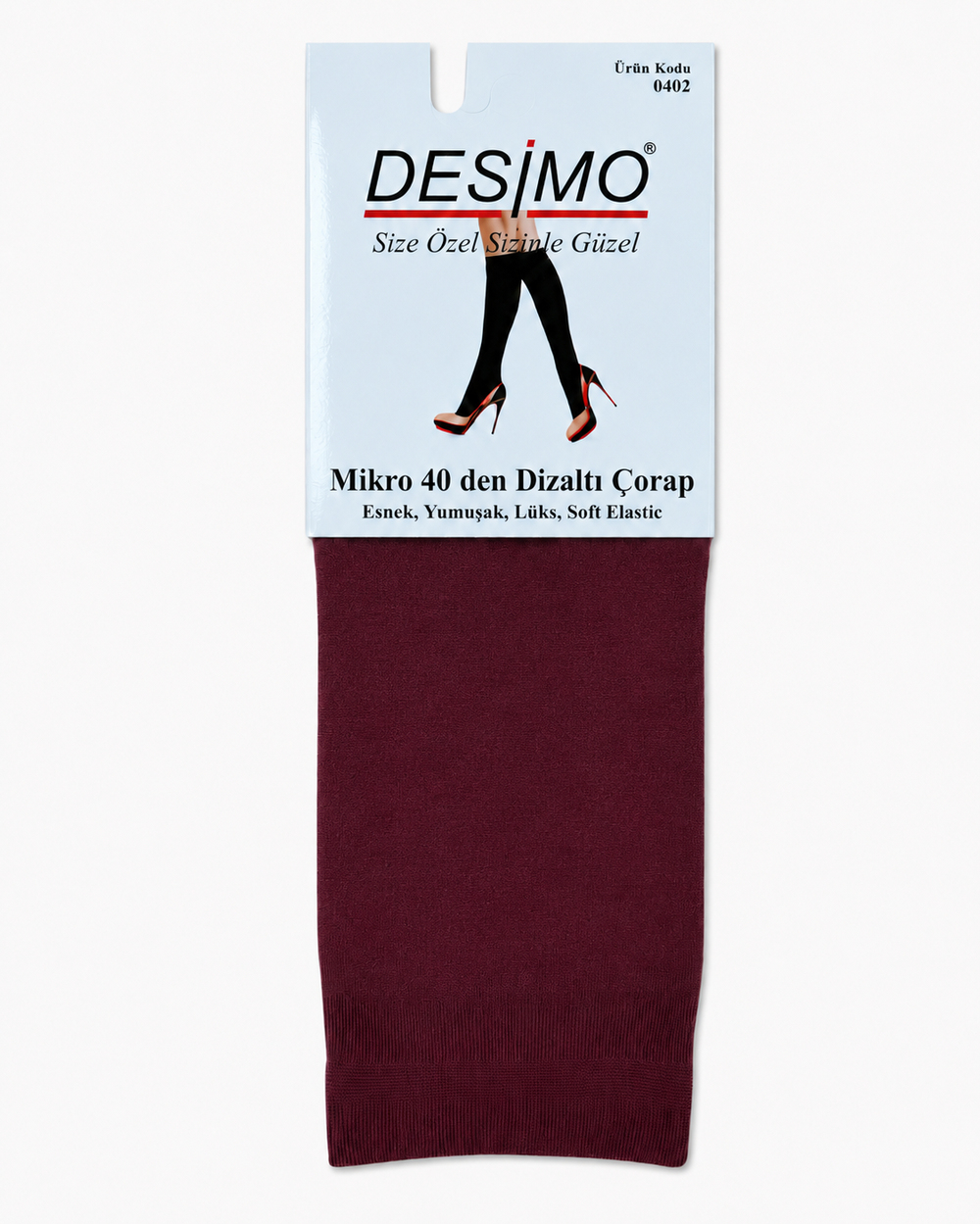 Micro 40 Denye Kadın Mikrofiber Orta Kalın Diz Altı Pantolon Çorabı – 12 Çift - Bordo