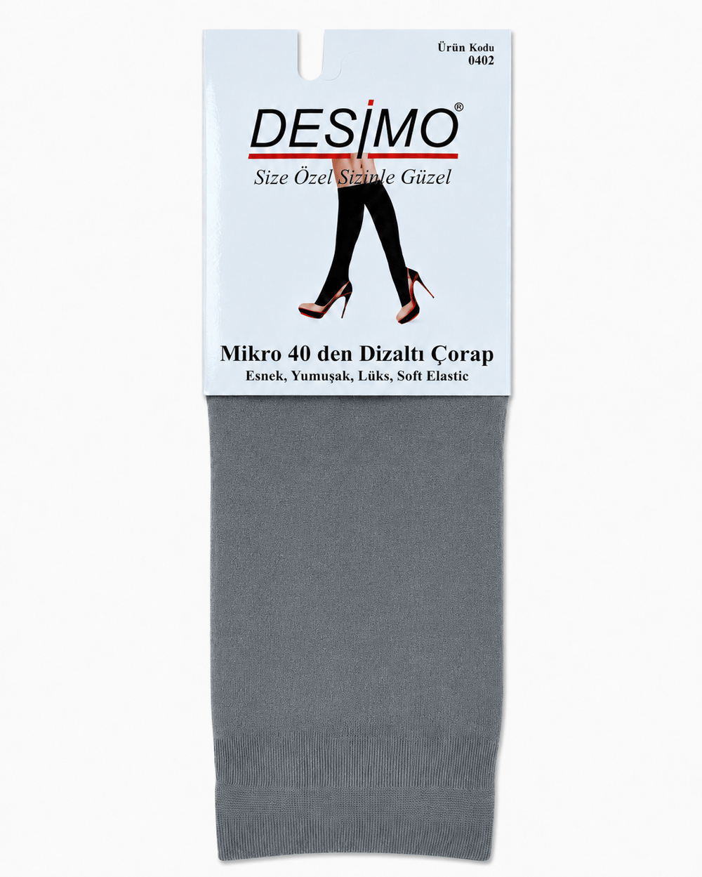 Micro 40 Denye Kadın Mikrofiber Orta Kalın Diz Altı Pantolon Çorabı – 12 Çift - Gri