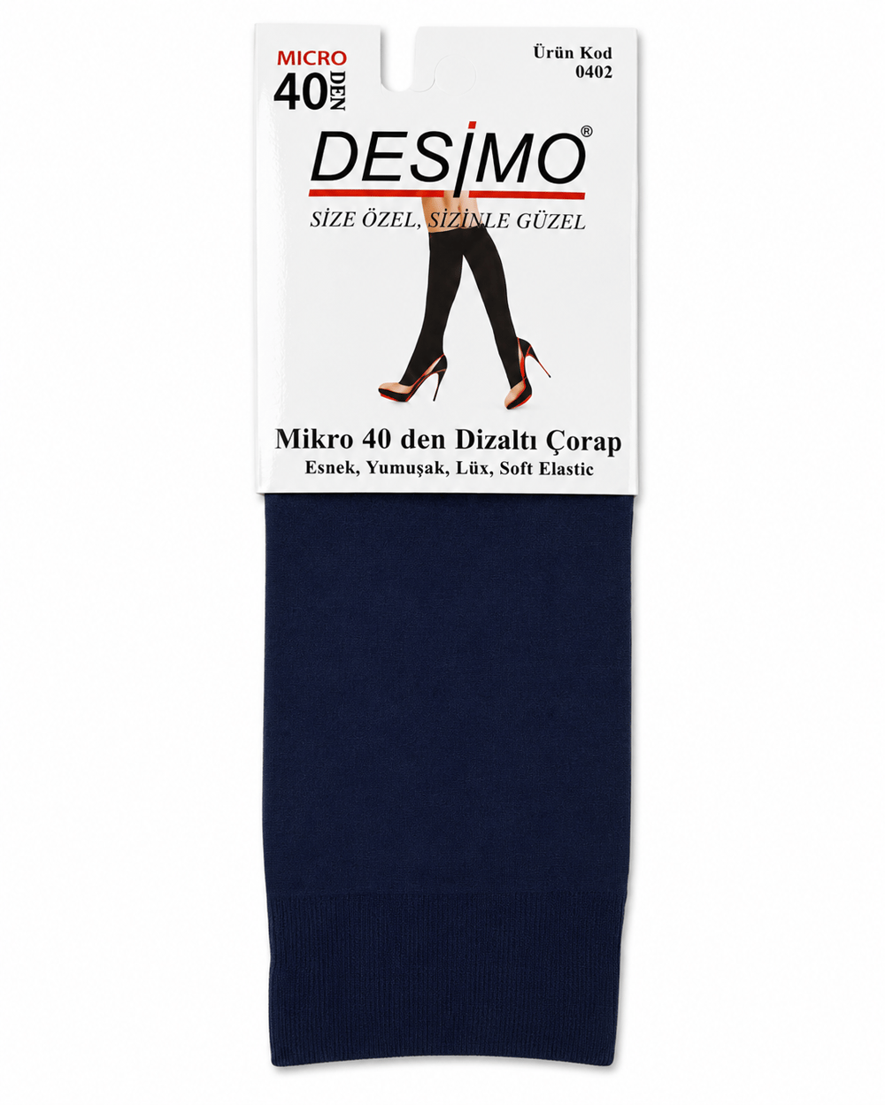 Micro 40 Denye Kadın Mikrofiber Orta Kalın Diz Altı Pantolon Çorabı – 12 Çift - Lacivert
