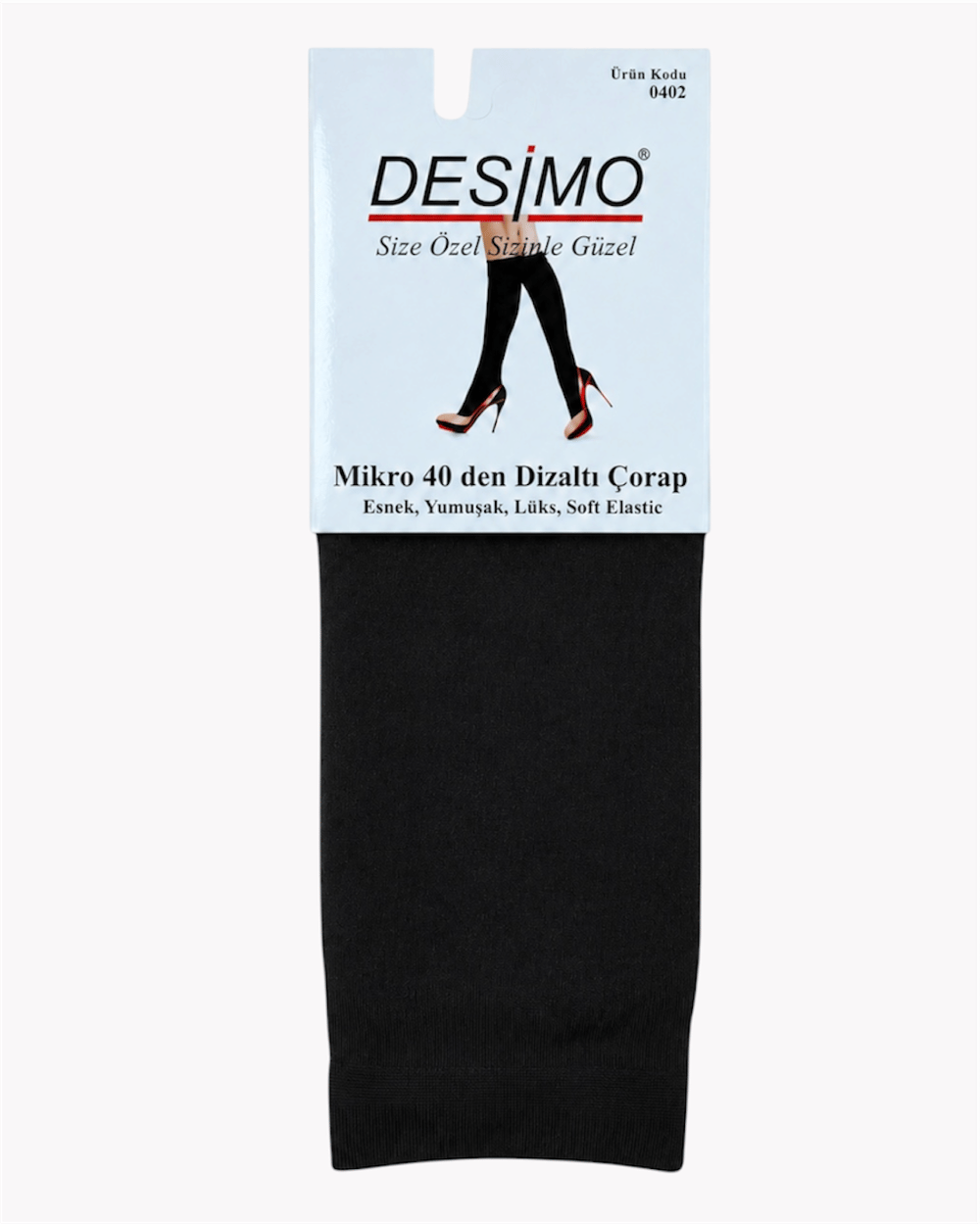 Micro 40 Denye Kadın Mikrofiber Orta Kalın Diz Altı Pantolon Çorabı – 12 Çift - Siyah (500)