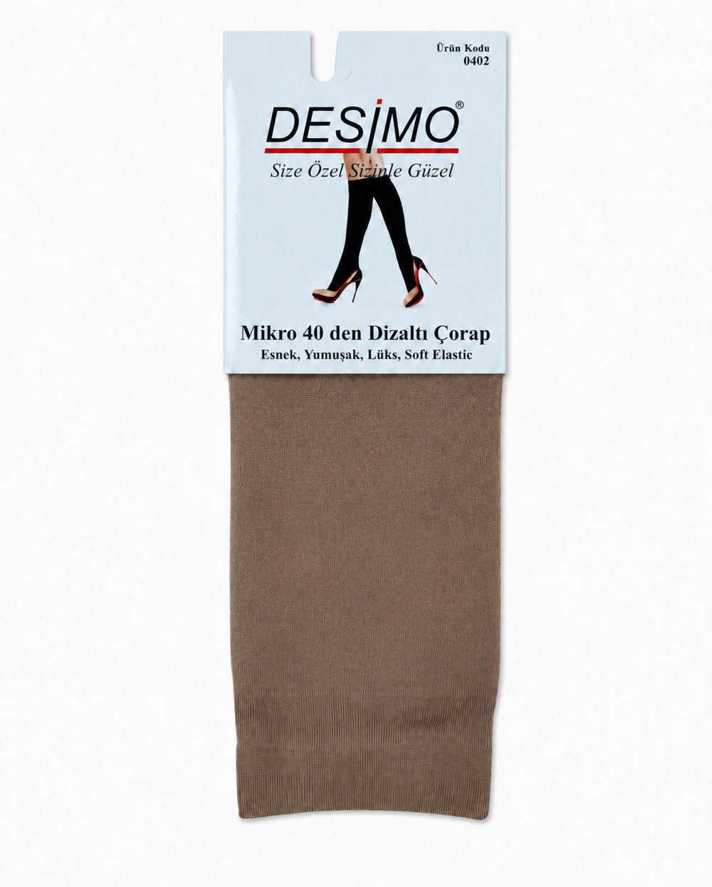 Micro 40 Denye Kadın Mikrofiber Orta Kalın Diz Altı Pantolon Çorabı – 12 Çift - Vizon (86)