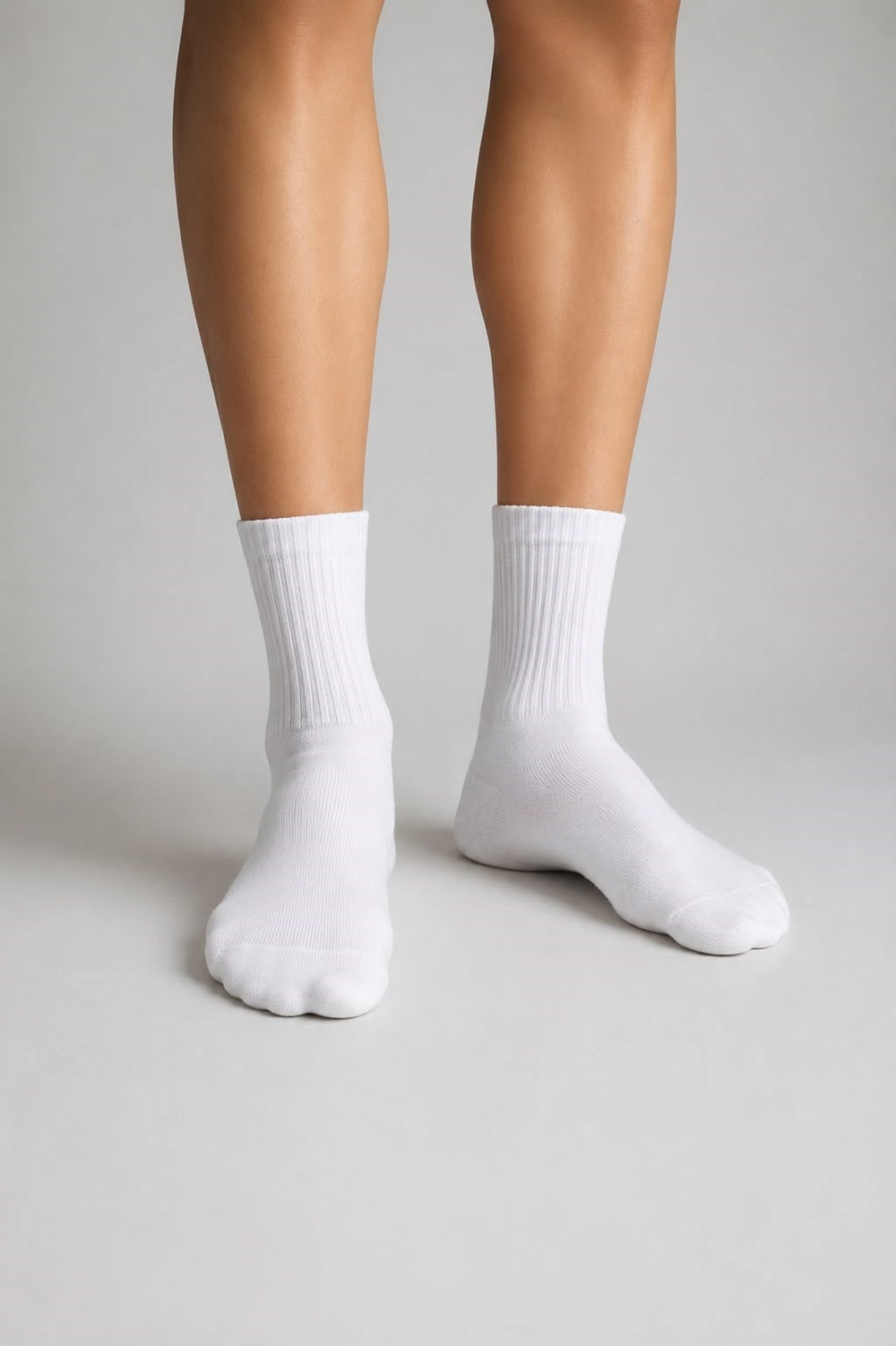 Unisex Pamuklu 4 Mevsim Dikişsiz Tenis Soket Boy Çorap – 12 Çift - Beyaz