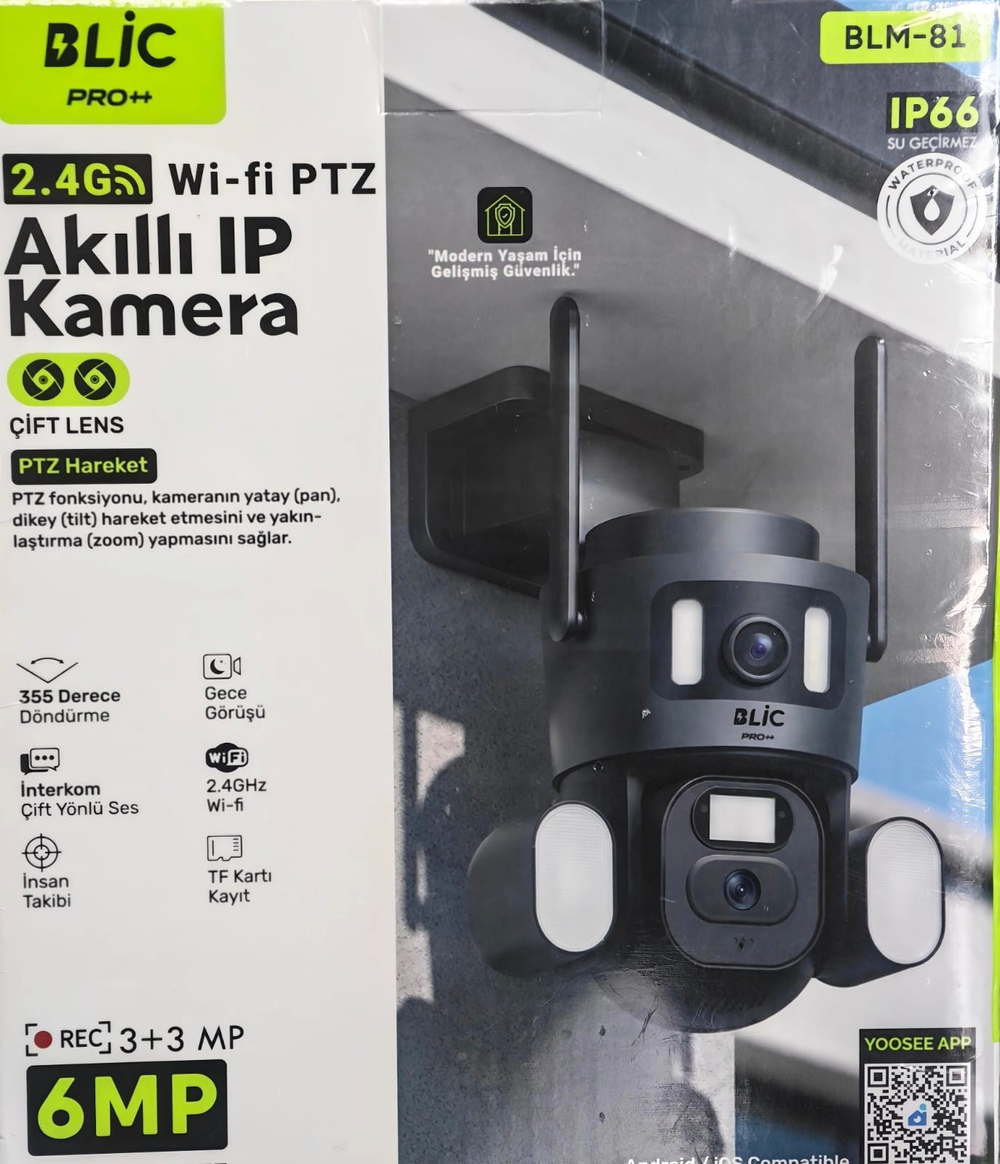 BLIC BLM-81 6MP Çift Lens WiFi PTZ IP Güvenlik Kamerası