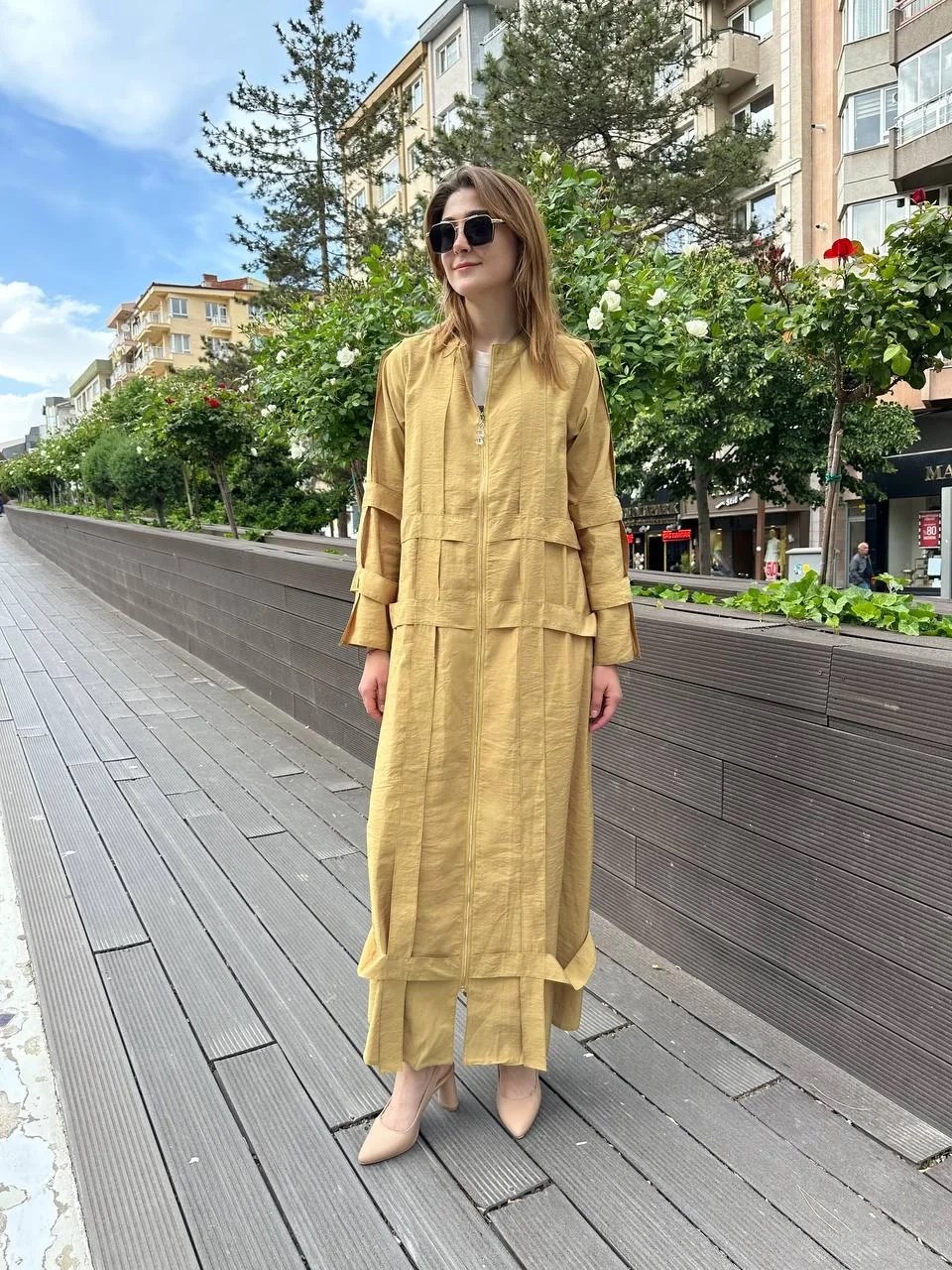 Ceremony 5856 Amber Kafes Detaylı Fermuarlı Ferace