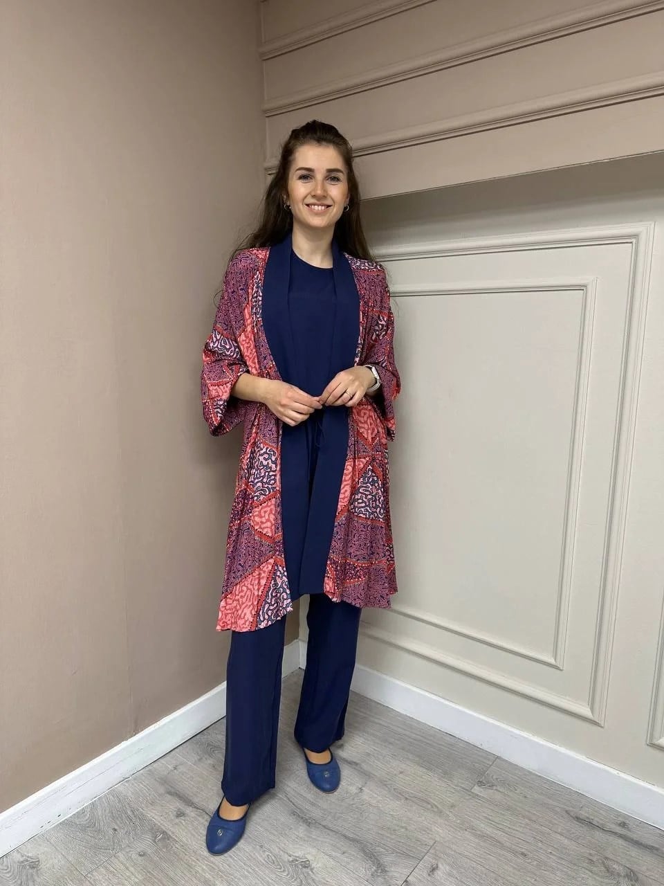 Cloche CL2994 Mercan Desenli Kimono