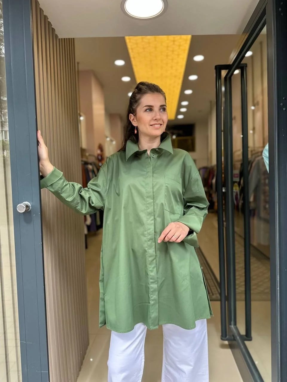 Cloche CL3055 Düğme Detaylı Haki Poplin Gömlek