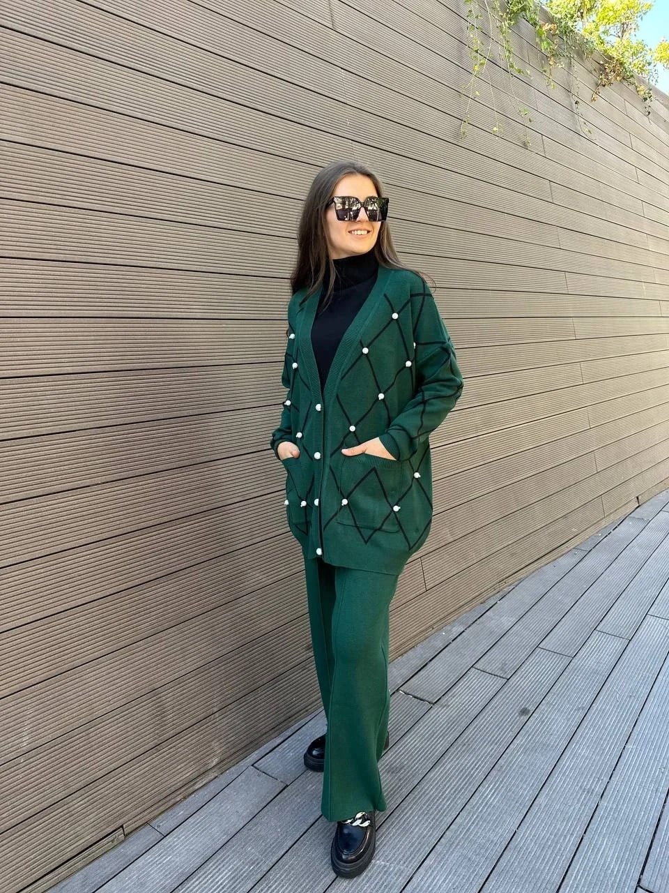 Cloche CL3264 Yeşil Bol Triko Pantolon