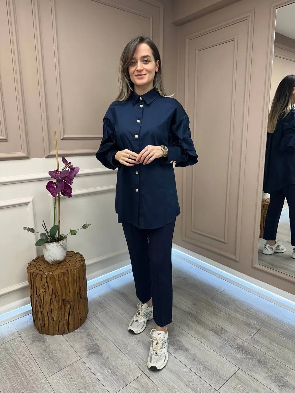 Ghisa 25YGSTNK4986 Lacivert Kol Detaylı Tunik