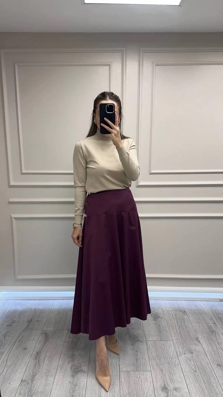Ghisa 26KGSETK5362 Bordo Yanları Düğme Detaylı Etek