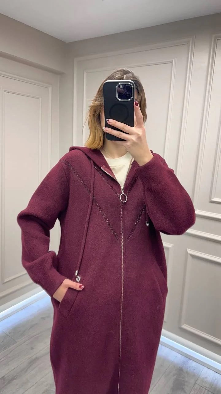 Ghisa 26KGSKBN6549 Bordo Taş Detaylı Angora Kaban
