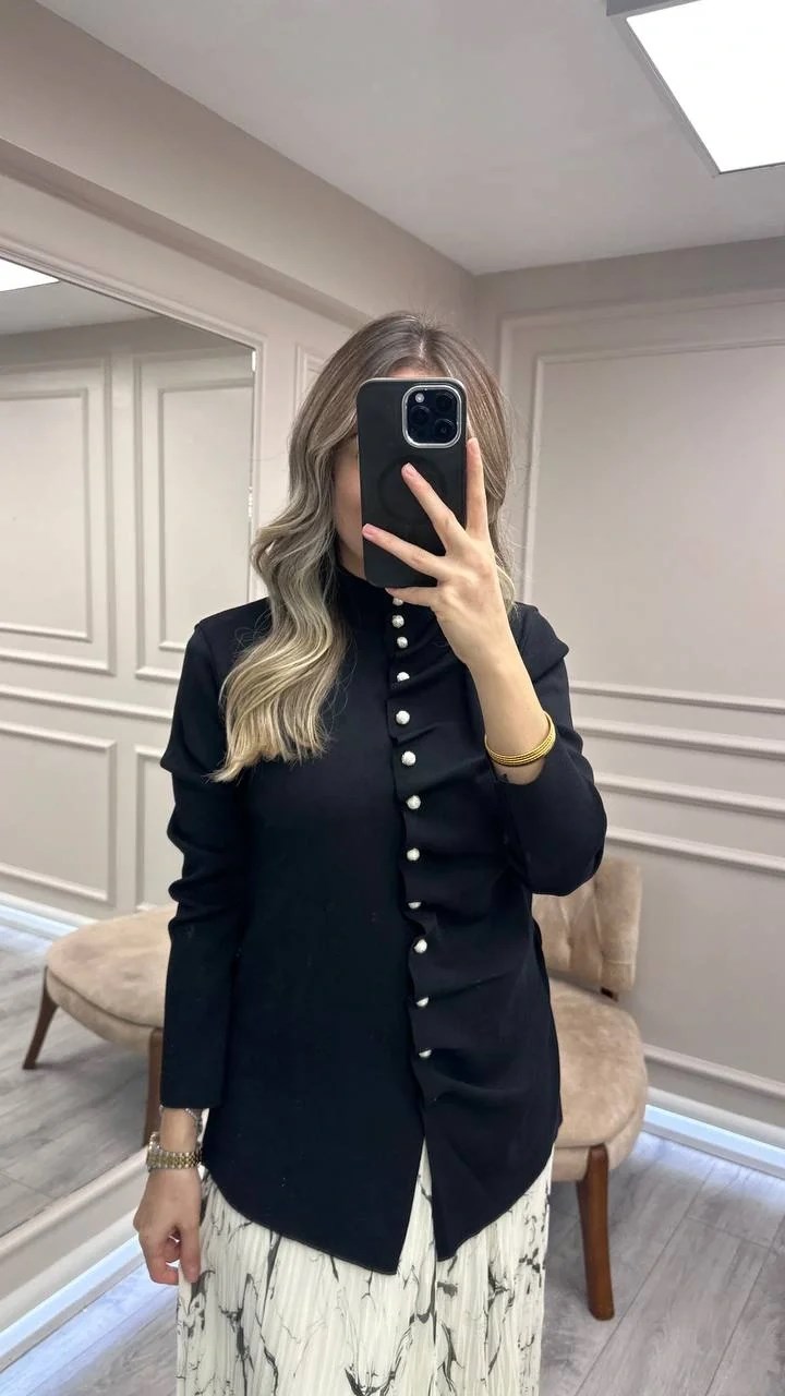 Ghisa 26KOBHRK3294 Siyah Düğme Detaylı Hırka