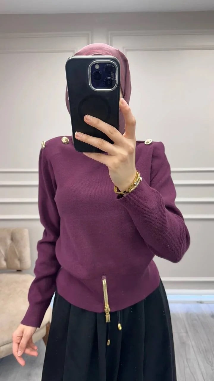 Ghisa 26KOBTNK4863 Mürdüm Vatkalı Kısa Tunik