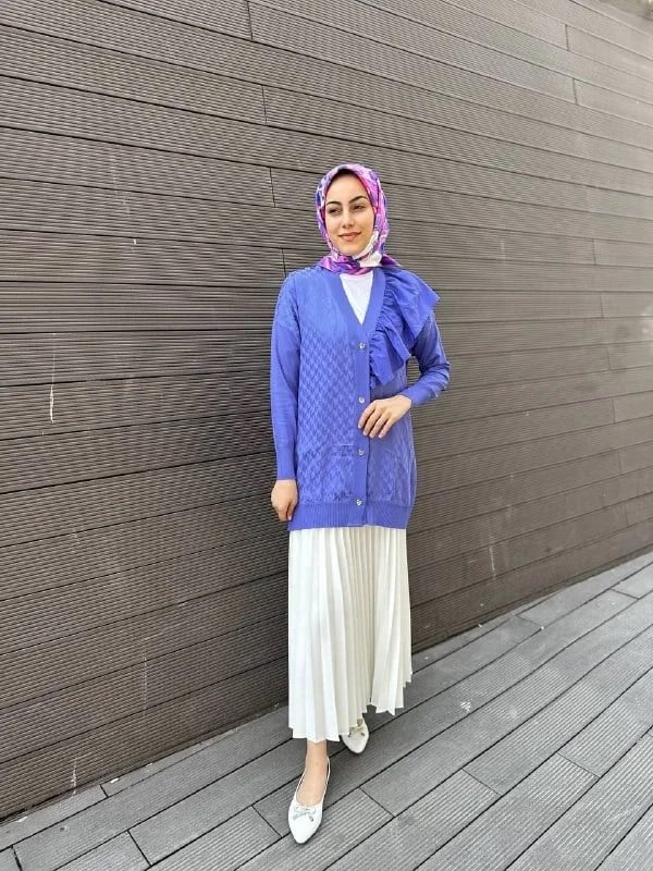 Ghisa 4YÖRHRK3603 Açık Mor Yaka Detaylı Hırka
