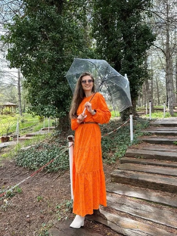 Heddy & Nurcan Çetin 23132 Oranj Elbise