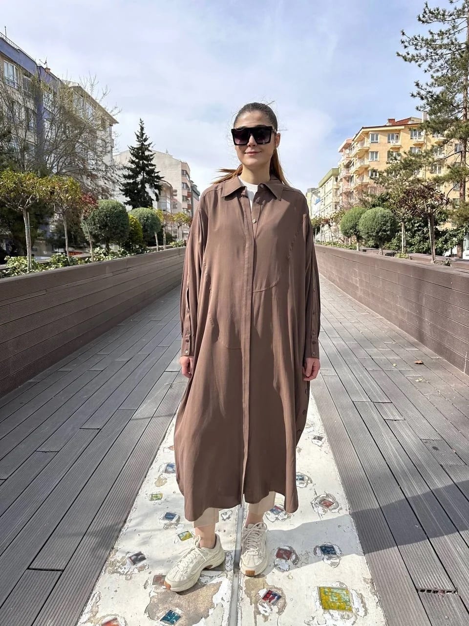 Hilay HLY0125Y104.001 Kahverengi Belis Tunik
