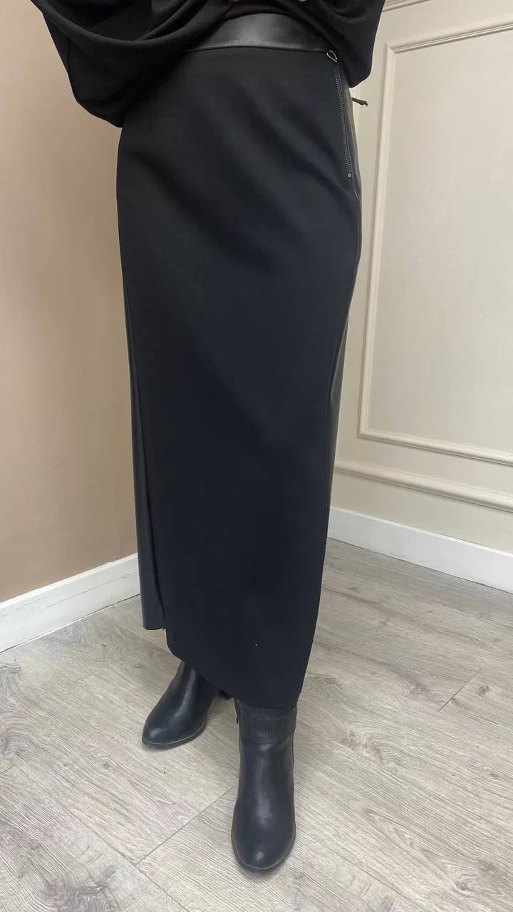 Hukka Design 030016 Siyah Arkası Deri Etek