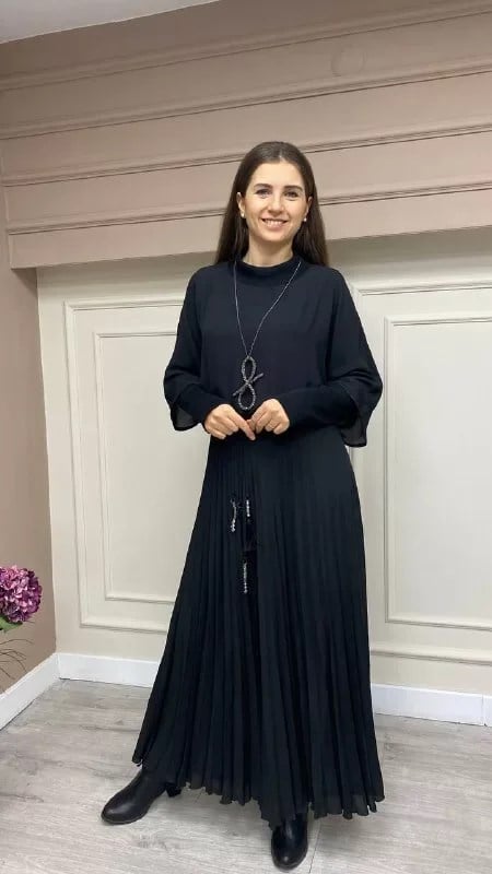 Hukka Desing 020004 Siyah Pilise Etekli Elbise