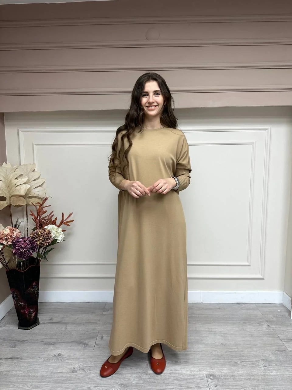 İnvee 5747 Camel Triko Elbise