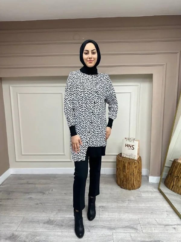 İnvee 6122 Ekru Asimetrik Kesim Gömlek