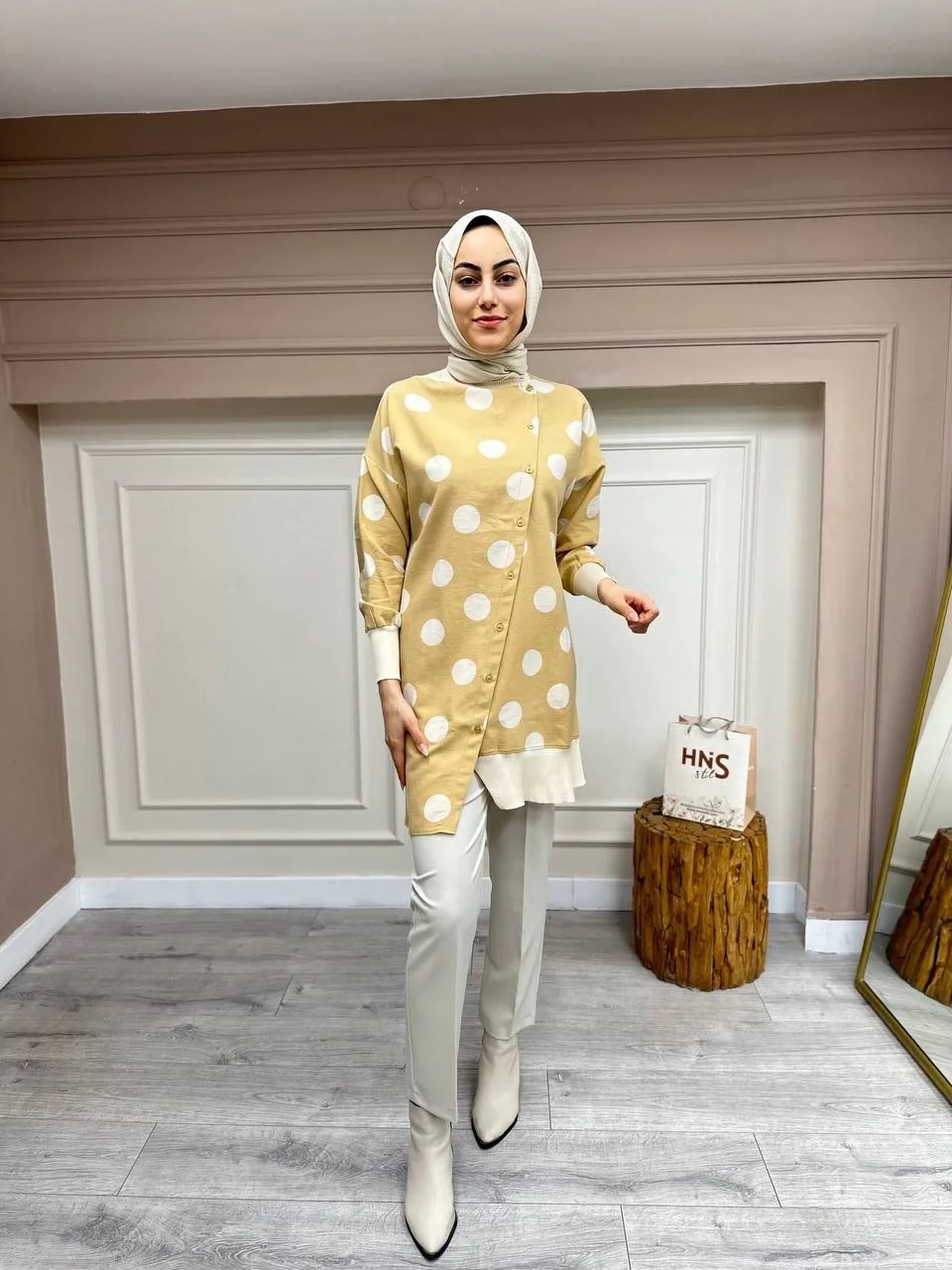 İnvee 6122 Ten Asimetrik Kesim Gömlek