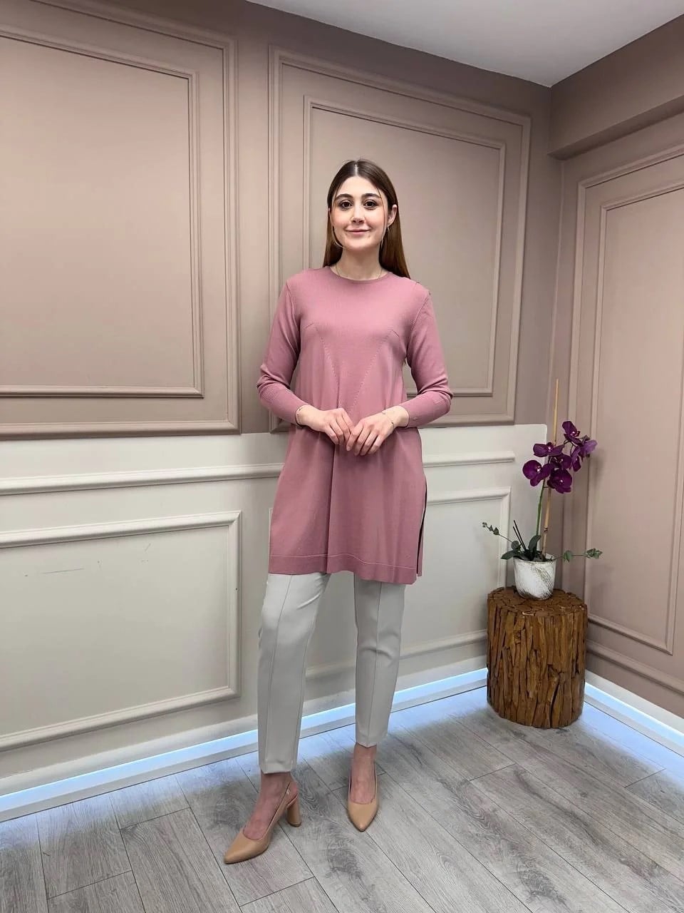 İnvee 6222 Gül Kurusu Triko Tunik