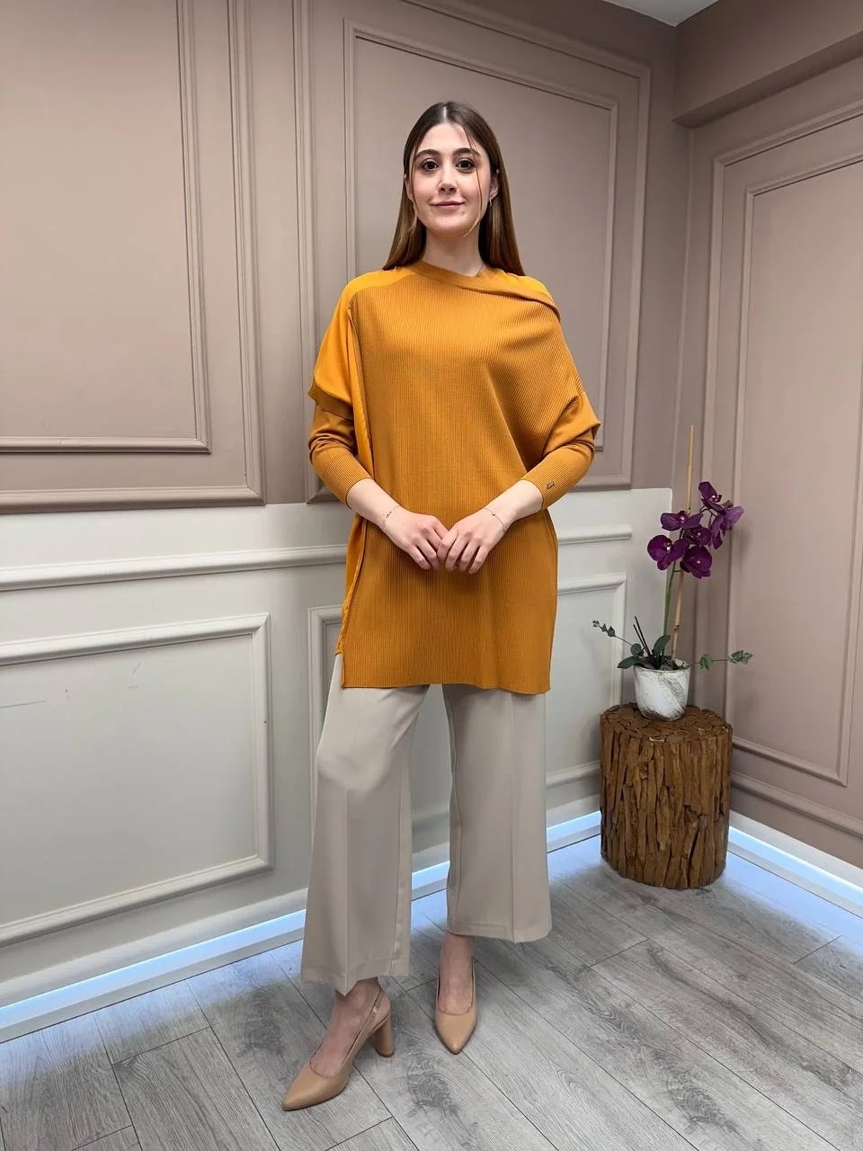 İnvee 6250 Hardal Triko Tunik